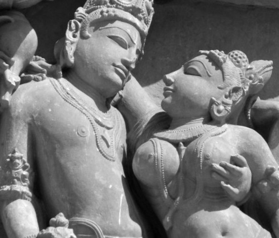 Bas-relief indien ; la rencontre amoureuse